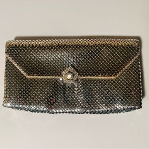 Vintage Whiting Davis silver mesh bag rhinestone clasp